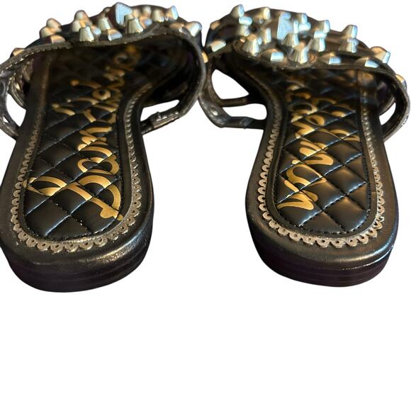Sam Edelman Black Beatris Leather Sandals SZ 6.5 Studded Slip On Casual Open Toe - Picture 3 of 8